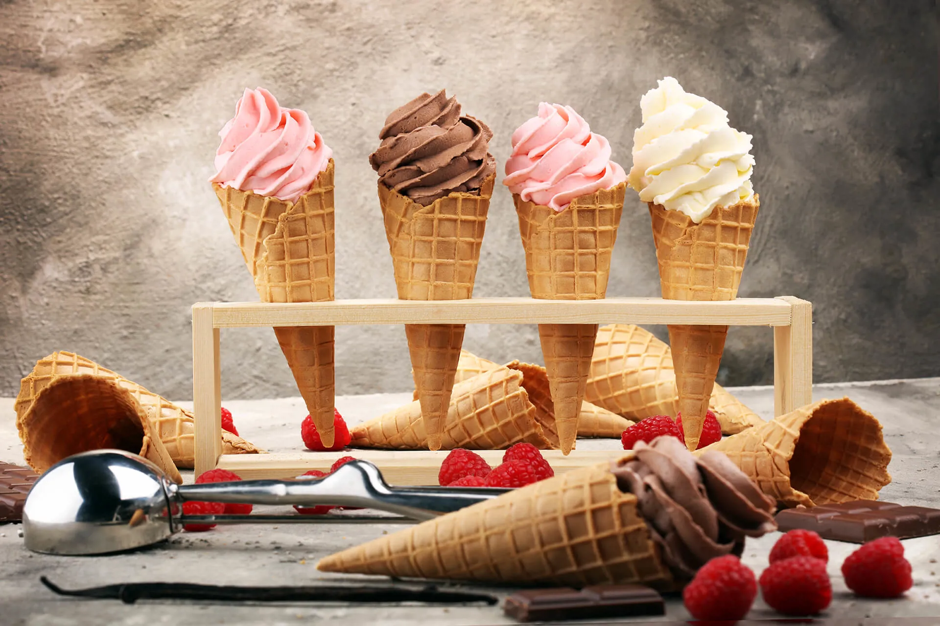Concentrations of different stabilizers used in ice cream preparation